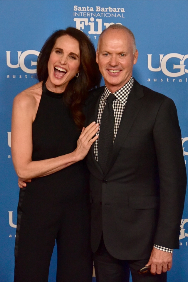 Andie MacDowell and Michael Keaton arrive for the Modern Master Award